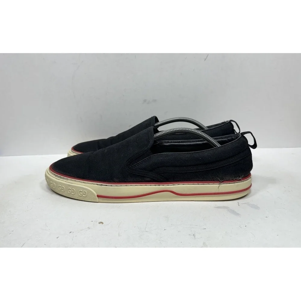 Gucci Tennis 1977 Tweed Slip On Sneakers Men's Size 12 US / 11 UK Black